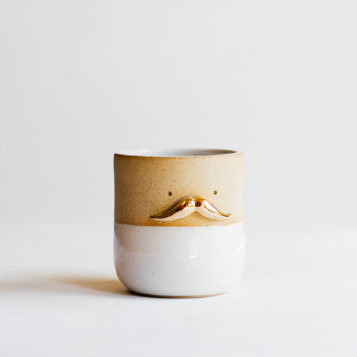 Mr Mo latte cup - WHITE / GOLD